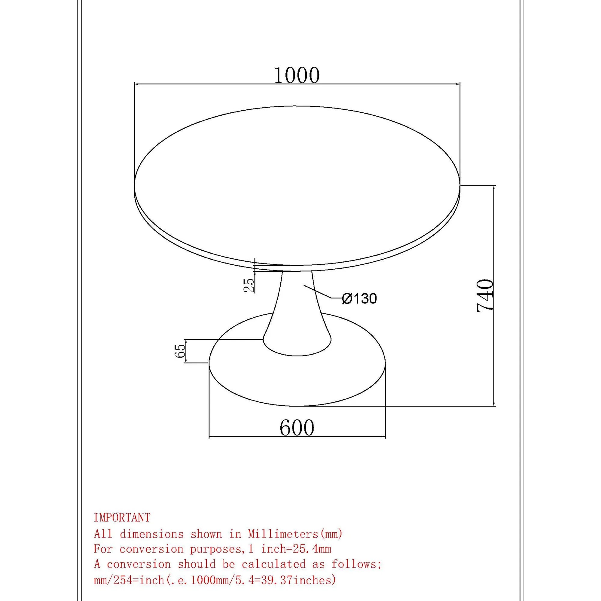 Round Dining Table Zilo 40" Faux Marble Top