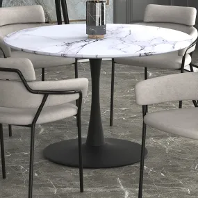 Round Dining Table Zilo 48" Faux Marble Top