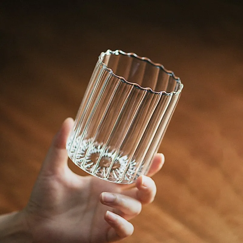 Scalloped Clear Tumbler Glass Cup