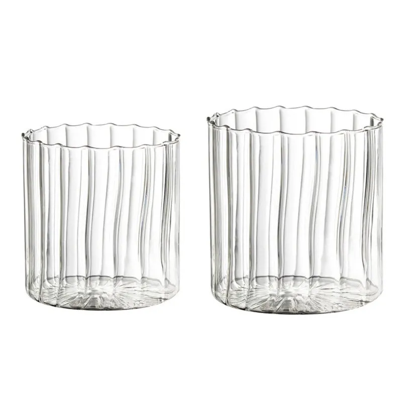 Scalloped Clear Tumbler Glass Cup