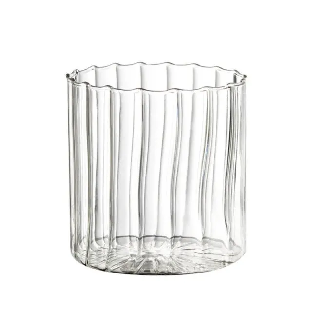 Scalloped Clear Tumbler Glass Cup