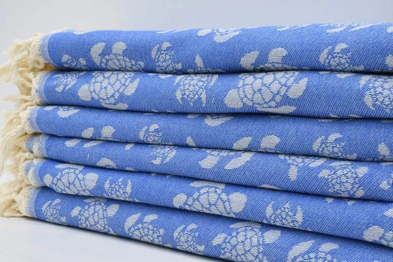 Sea Turtle Blue 100% Cotton Towel