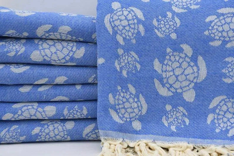 Sea Turtle Blue 100% Cotton Towel