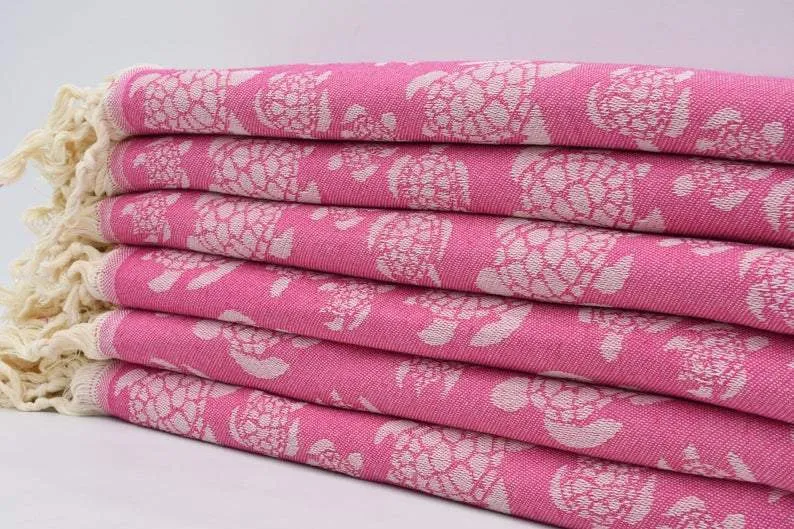 Sea Turtle Pink 100% Cotton Towel