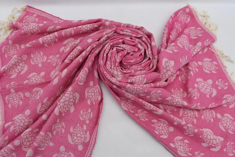 Sea Turtle Pink 100% Cotton Towel