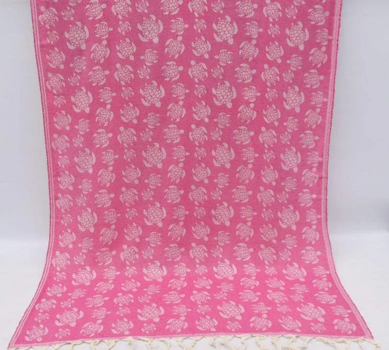 Sea Turtle Pink 100% Cotton Towel