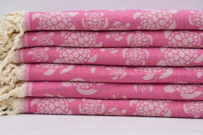 Sea Turtle Pink 100% Cotton Towel