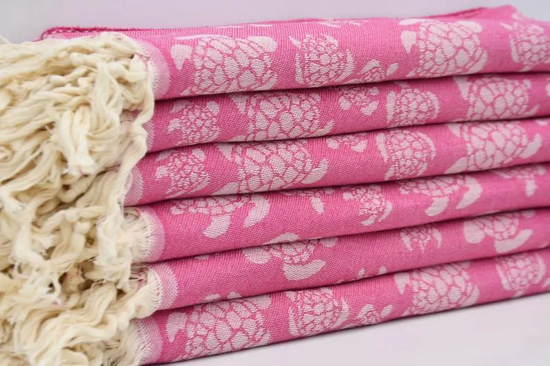 Sea Turtle Pink 100% Cotton Towel