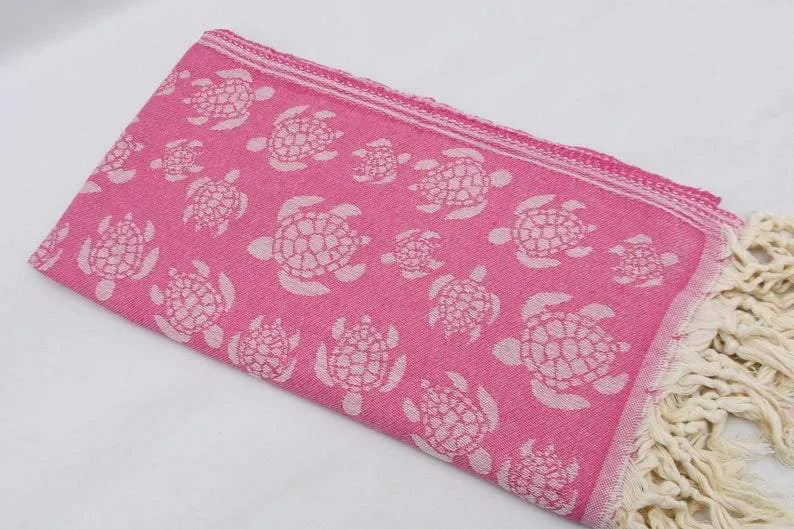 Sea Turtle Pink 100% Cotton Towel