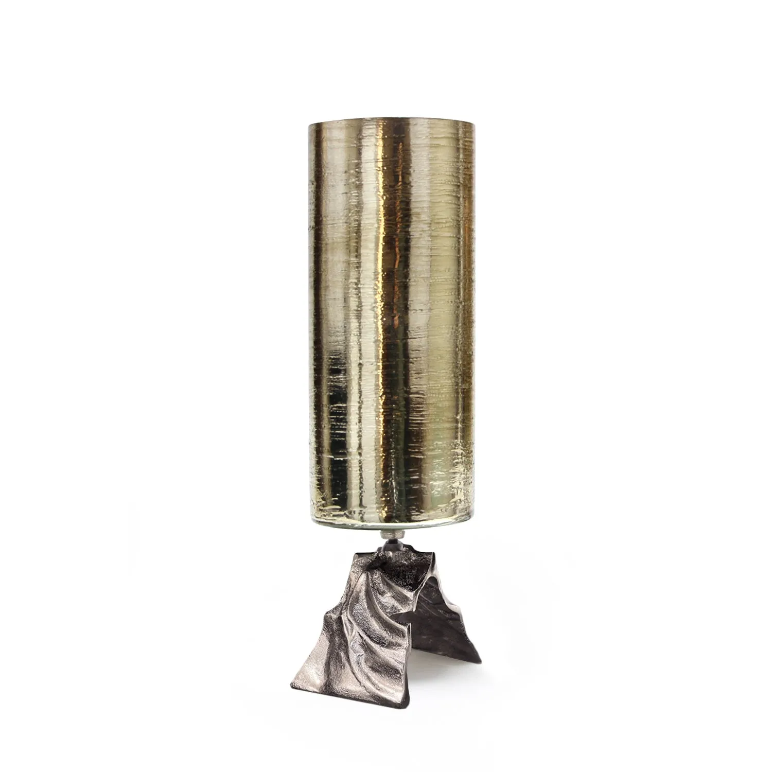 Sepia Aged Brass Glass Candle Holder