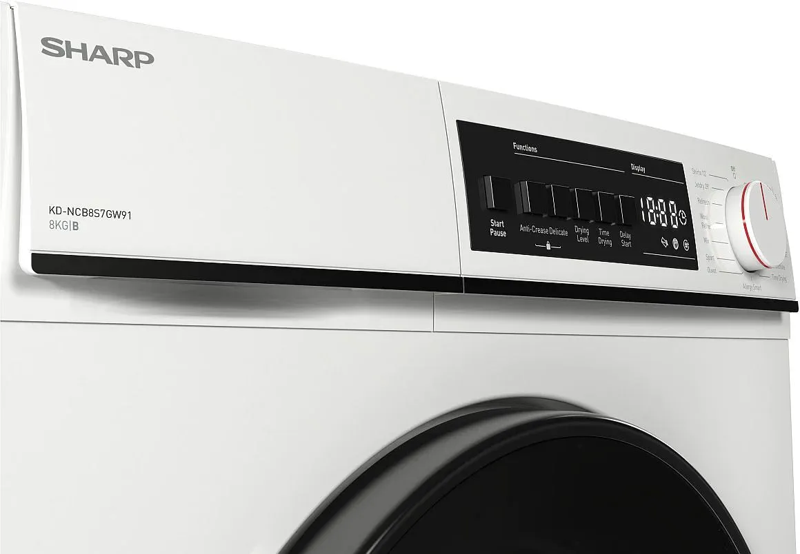 Sharp KDNCB8S7GW91 8Kg Condenser Tumble Dryer - White