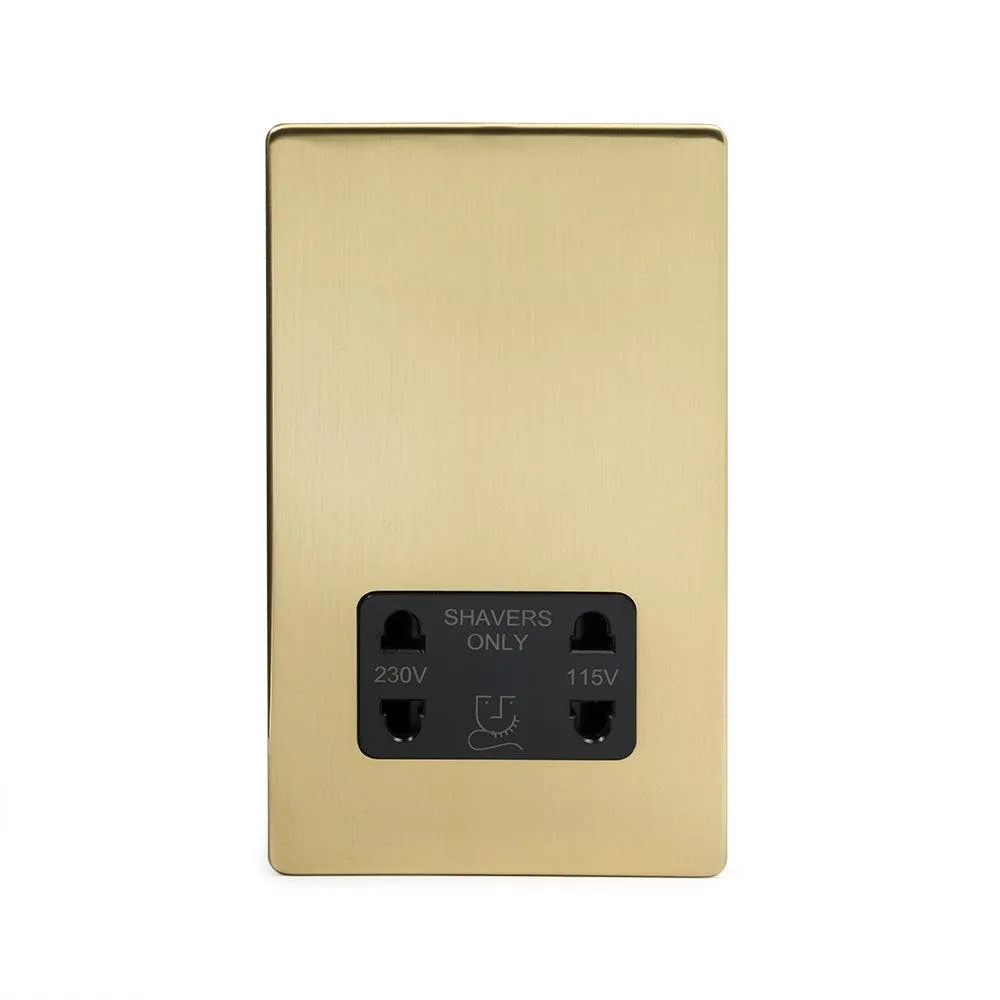 Shaver Socket Dual Voltage Brushed Brass