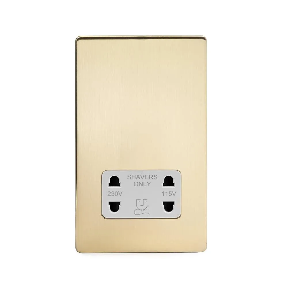 Shaver Socket Dual Voltage Brushed Brass