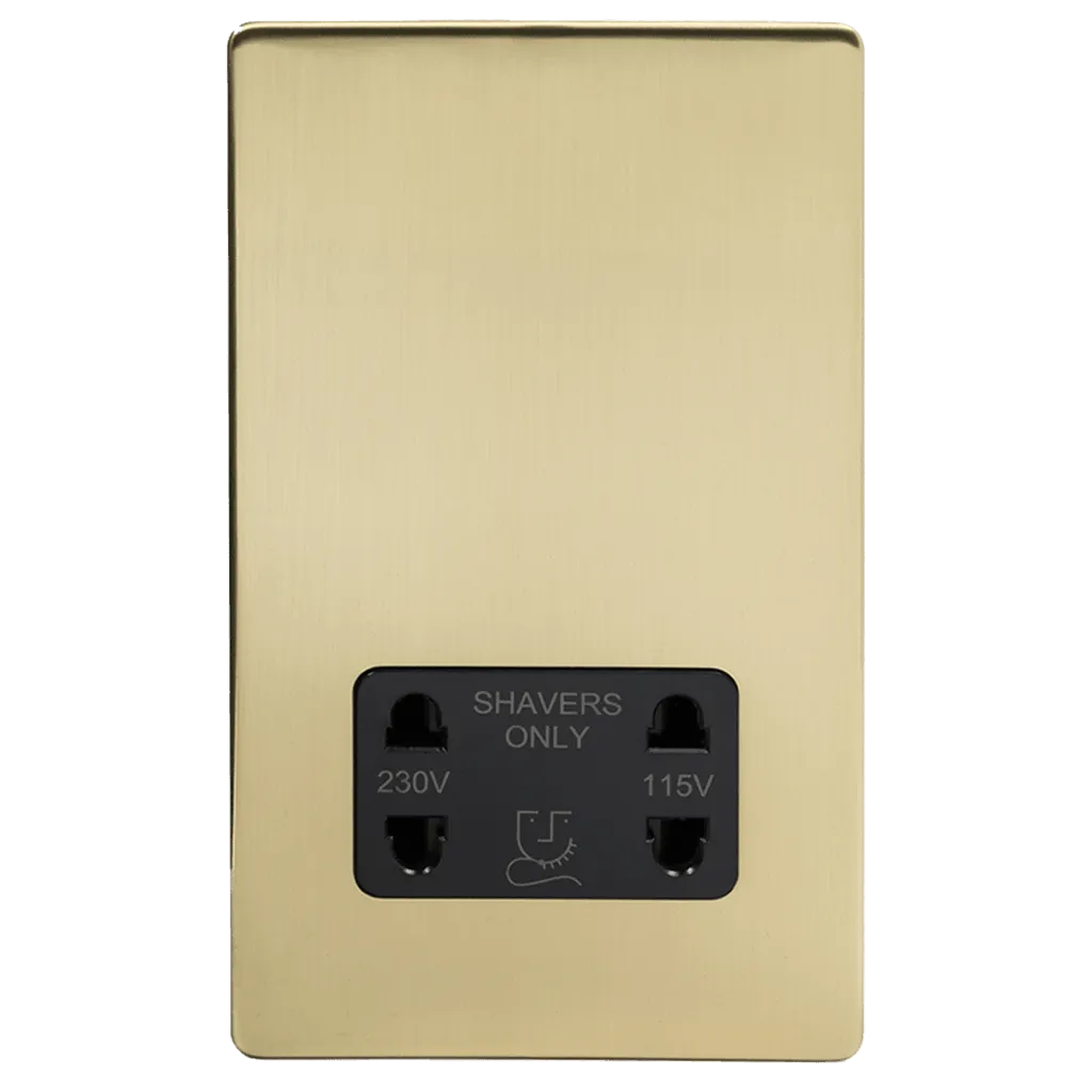 Shaver Socket Dual Voltage Brushed Brass