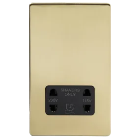 Shaver Socket Dual Voltage Brushed Brass