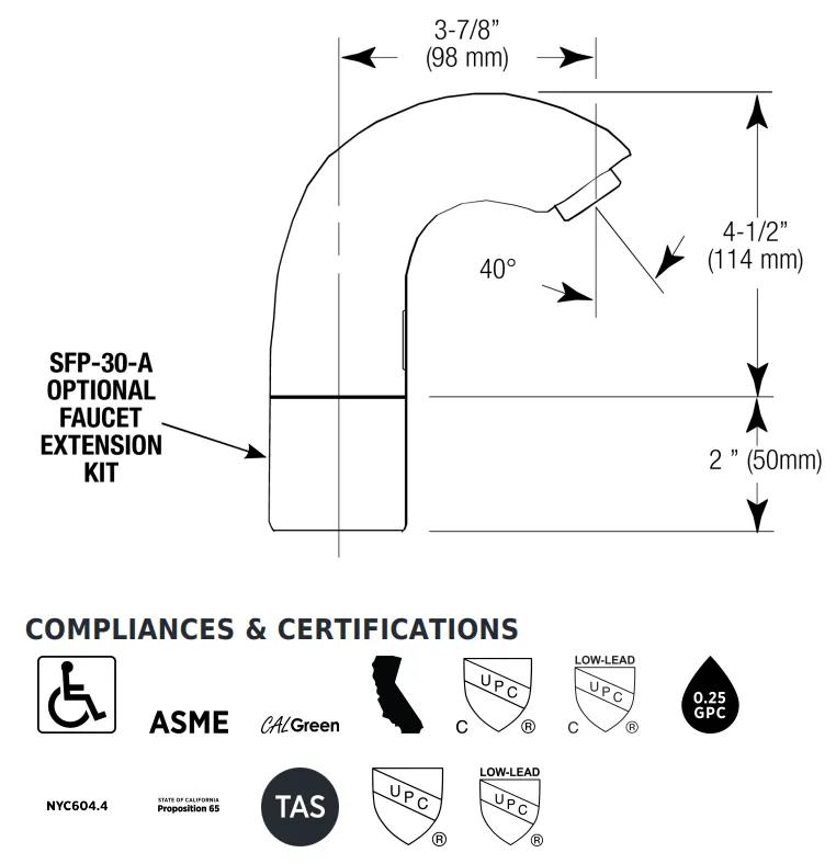 Sloan Valve SF-2150-4 Series Pedestal Style, Battery-Powered Electronic Faucet (3362102)