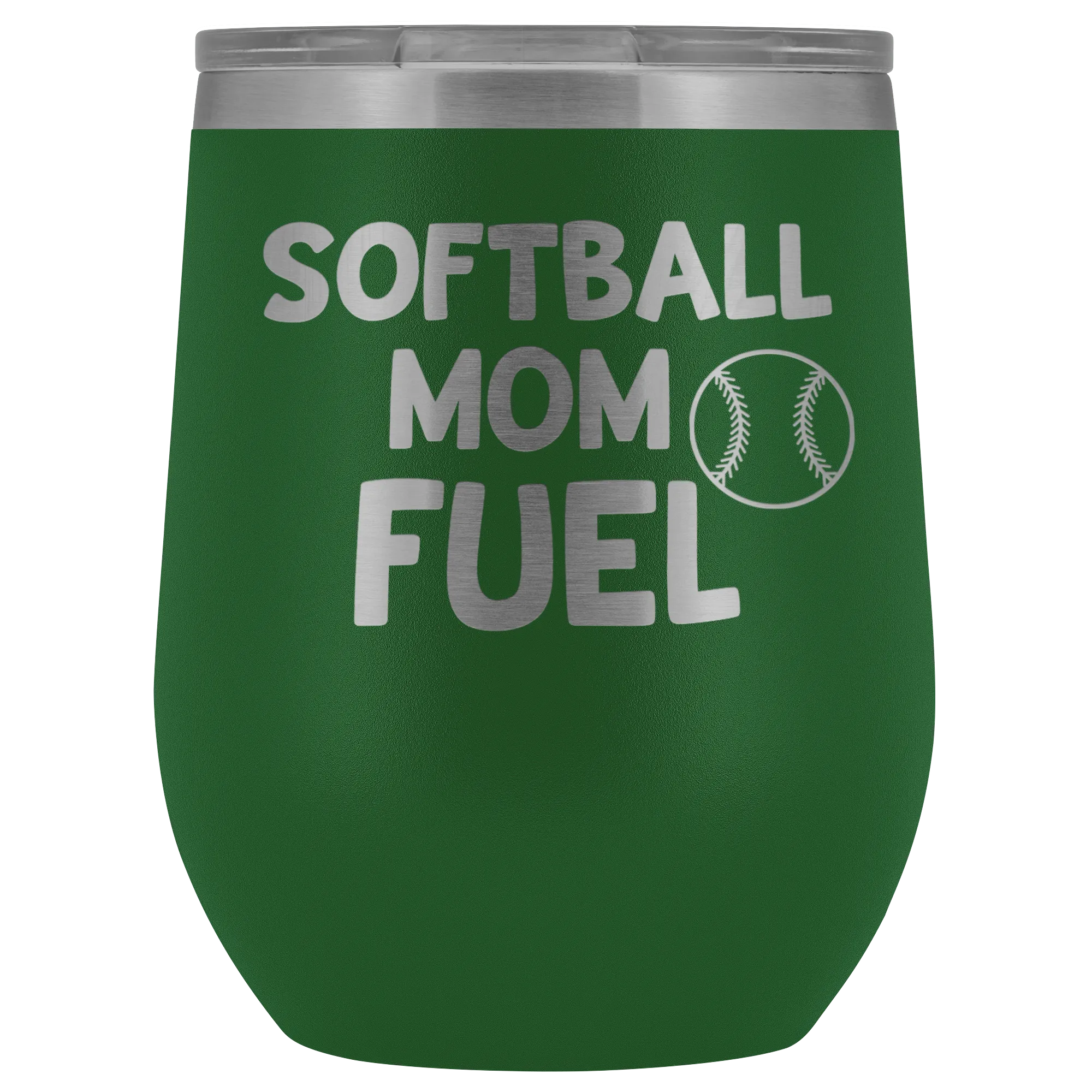 Softball Mom Fuel Laser Engraved Etched Wine Tumbler