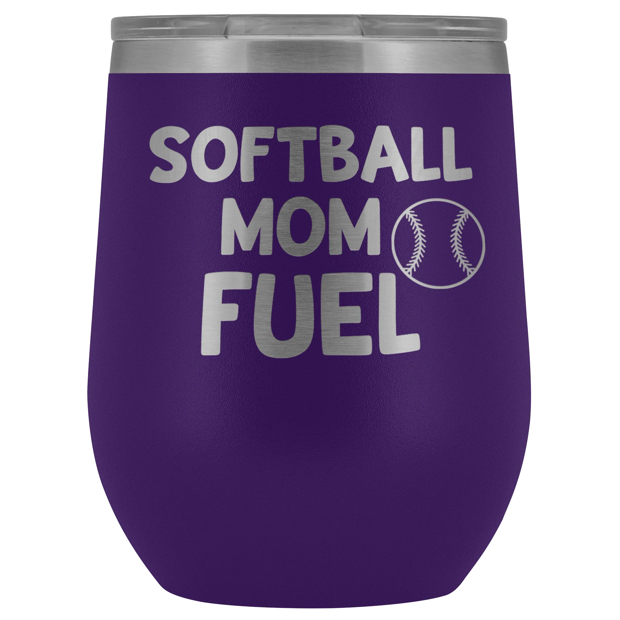 Softball Mom Fuel Laser Engraved Etched Wine Tumbler