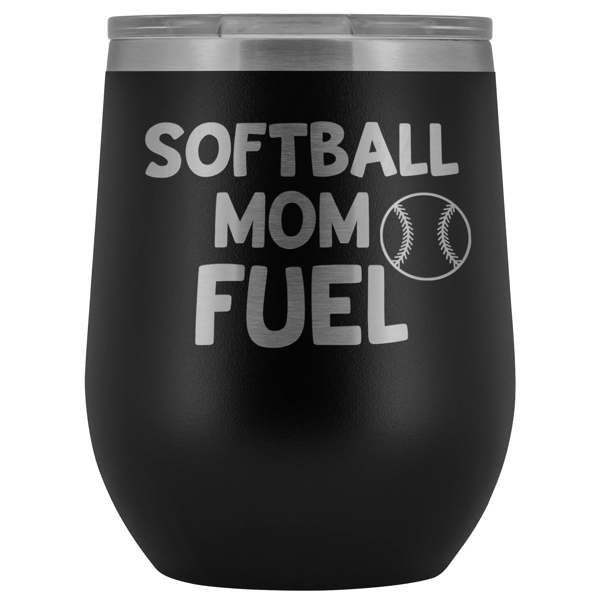 Softball Mom Fuel Laser Engraved Etched Wine Tumbler