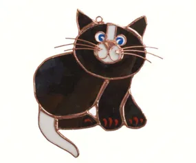 Stained Glass Black Cat Suncatcher