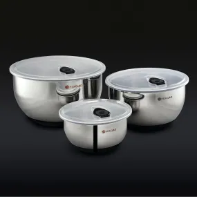 Stainless Mixing Bowl Set with Vacuum Seal Lids, 6pc