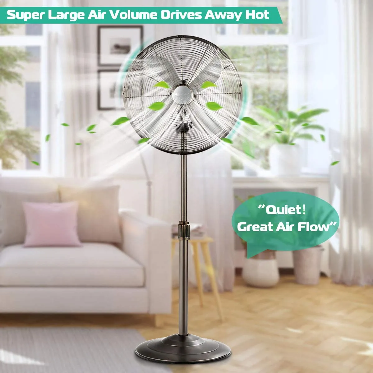 Tangkula 16-Inch Metal Pedestal Fan, Industrial Metal Standing Fan w/ Powerful Motor