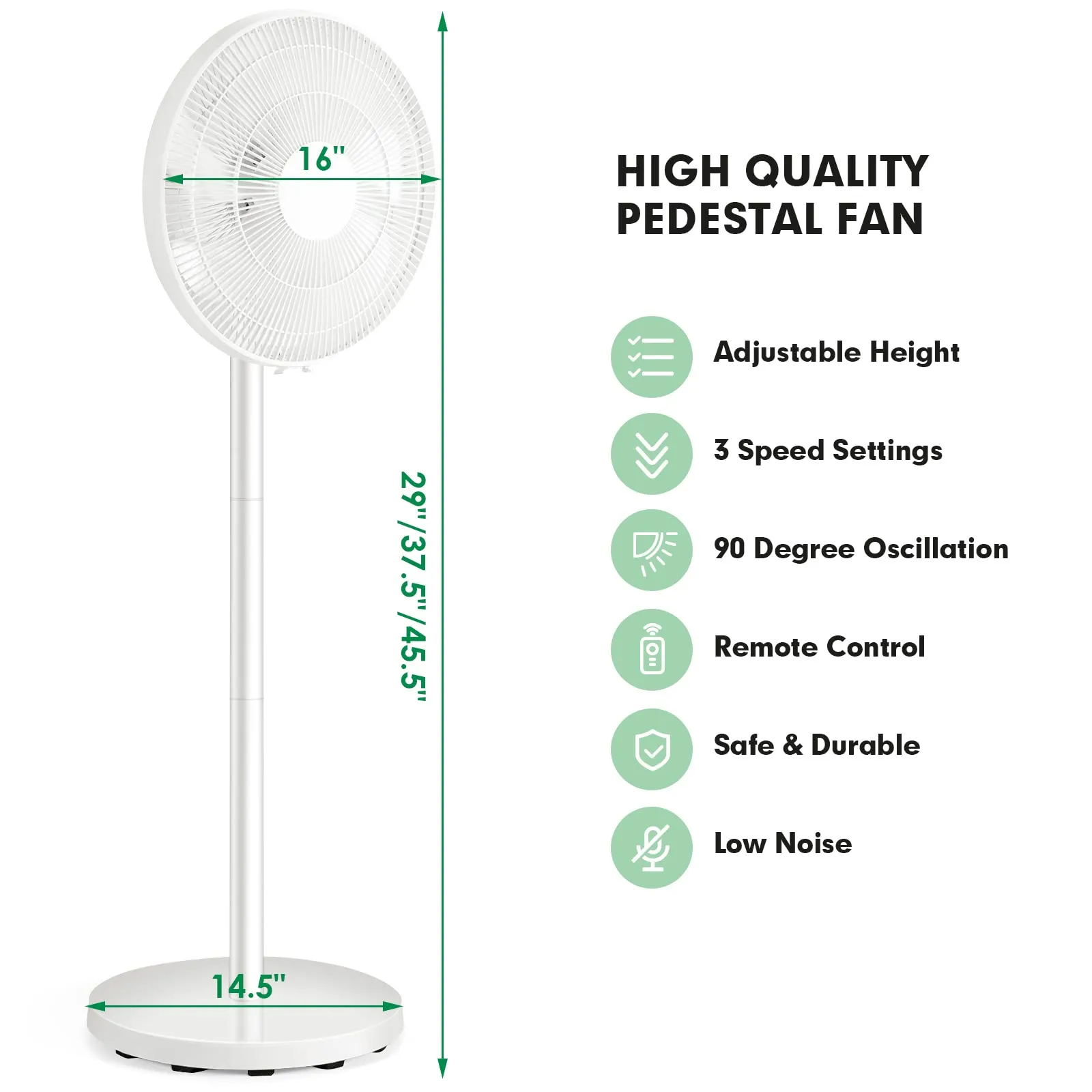 Tangkula 16-Inch Pedestal Fan with Remote Control