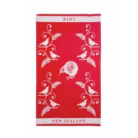 Tea Towel - Kiwi & Tui Red Jacquard