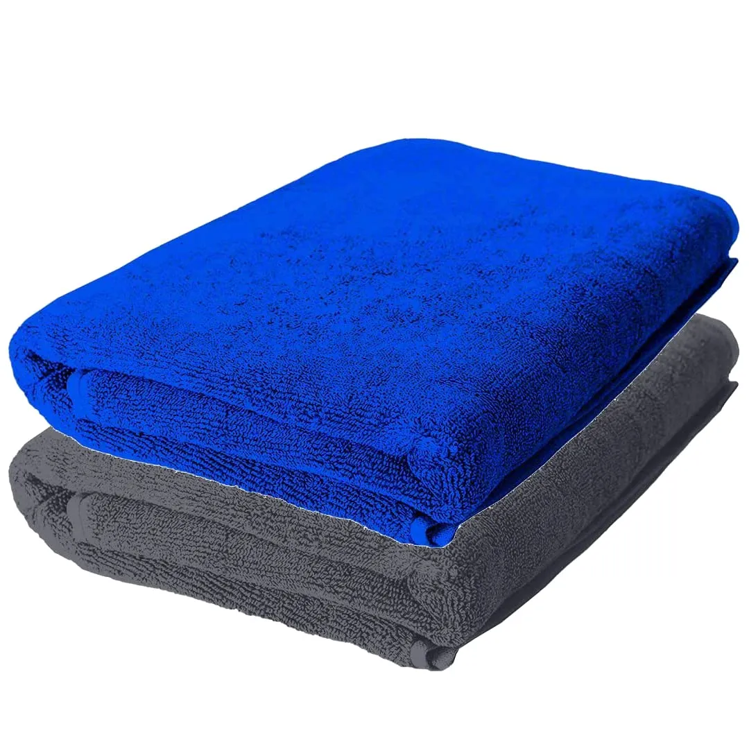 The Better Home Bamboo Bath Towel for Men & Women | 450GSM Bamboo Towel | Ultra Soft, Hyper Absorbent & Anti Odour Bathing Towel | 27x54 inches (Pack of 2, Royal Blue   Dark Grey)