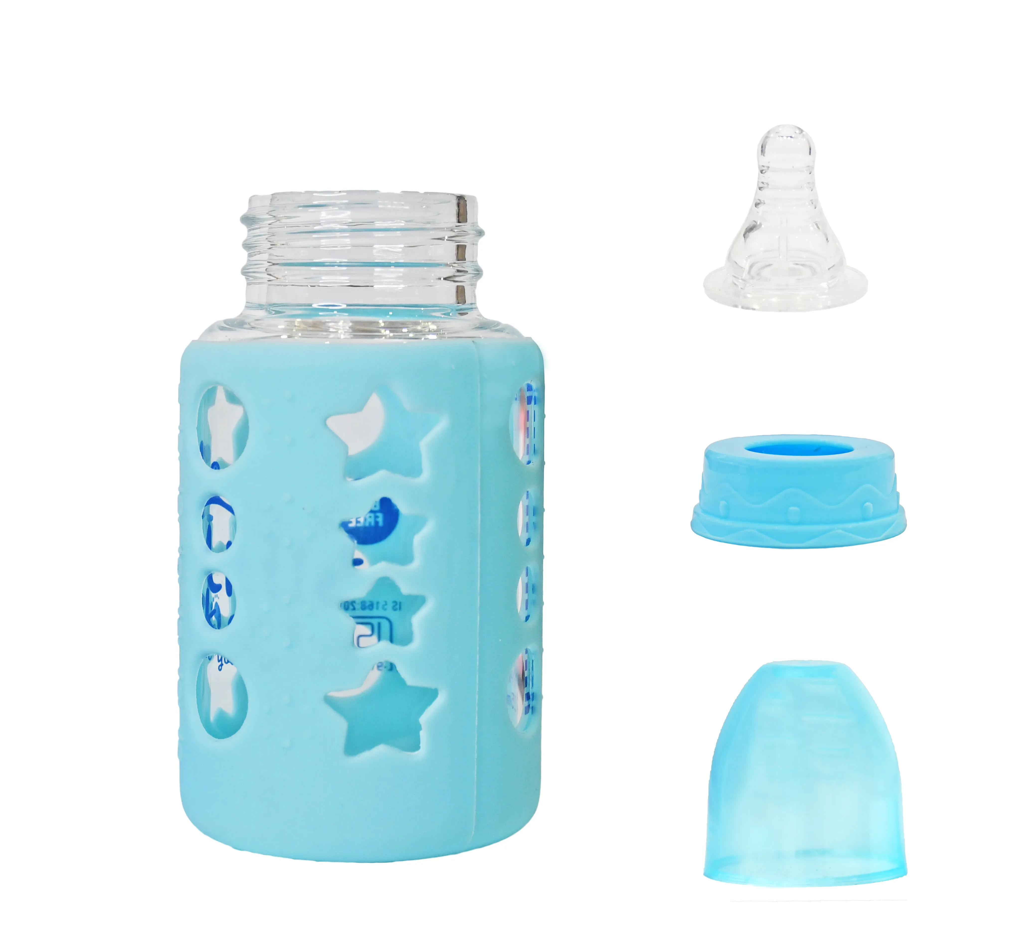 The Little Lookers High Borosilicate Glass Feeding Bottle for Baby/Feeder for Newborn |Super Soft Flow Control & Anti Colic Nipple for Infants/Toddlers(Pack of 2)