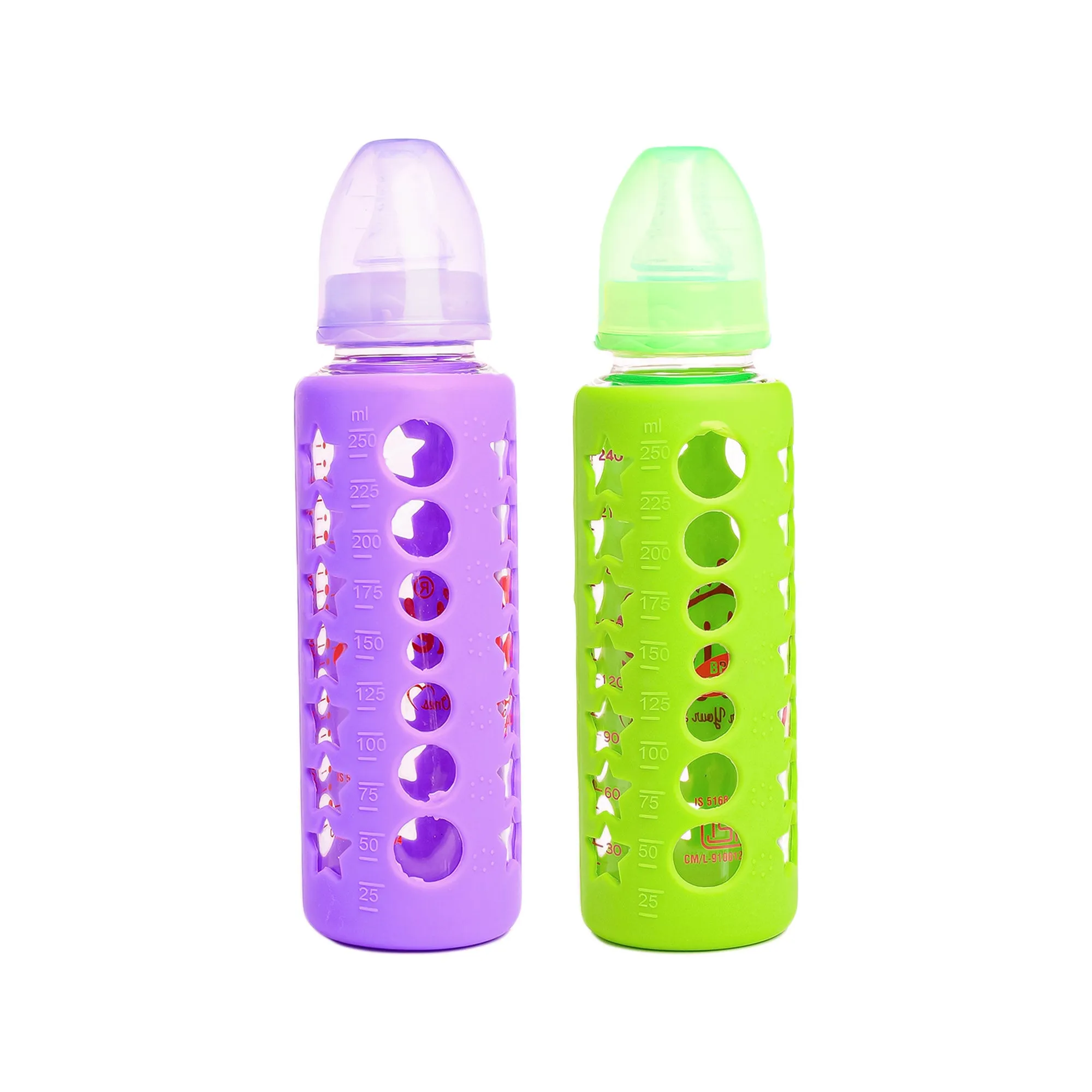 The Little Lookers High Borosilicate Glass Feeding Bottle for Baby/Feeder for Newborn |Super Soft Flow Control & Anti Colic Nipple for Infants/Toddlers(Pack of 2)