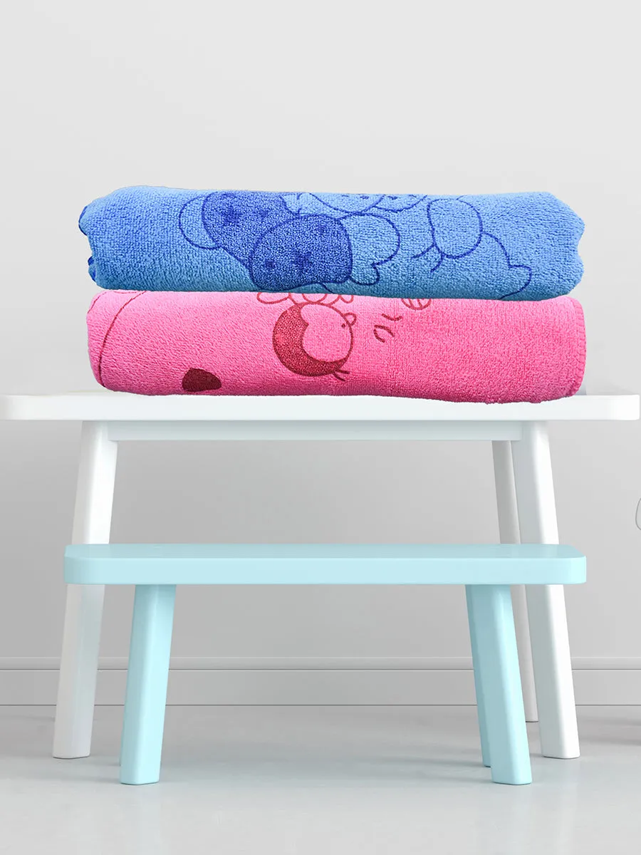 THE LITTLE LOOKERS® Towel for Newborn/ Baby/ Kids| Super Soft Baby Bath Towel Set for Infants/ Bathing Accessories| Pink & Blue