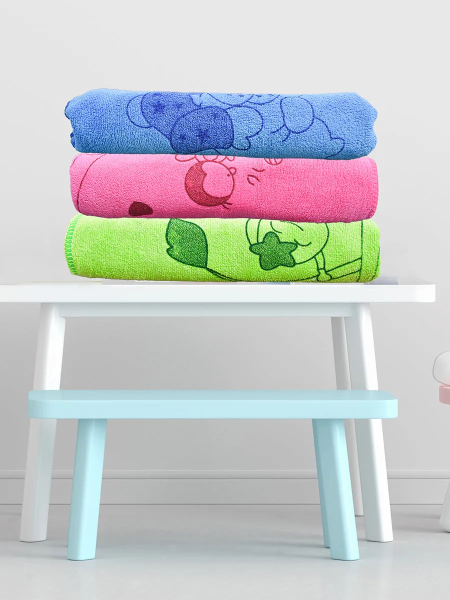 THE LITTLE LOOKERS® Towel for Newborn/ Baby/ Kids| Super Soft Baby Bath Towel Set for Infants/ Bathing Accessories| Pink,Blue & Green