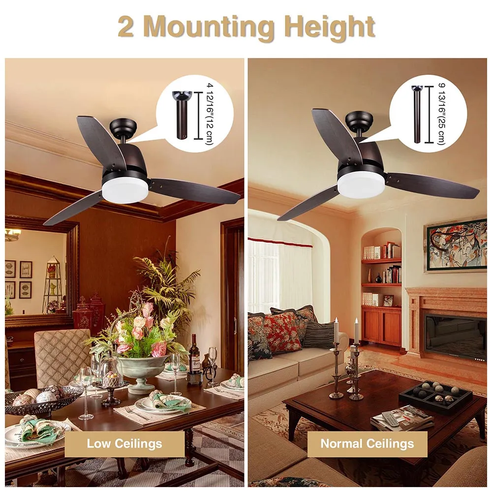 TheLAShop 52" Ceiling Fan with Lights Bronze 3 Blades Remote Control