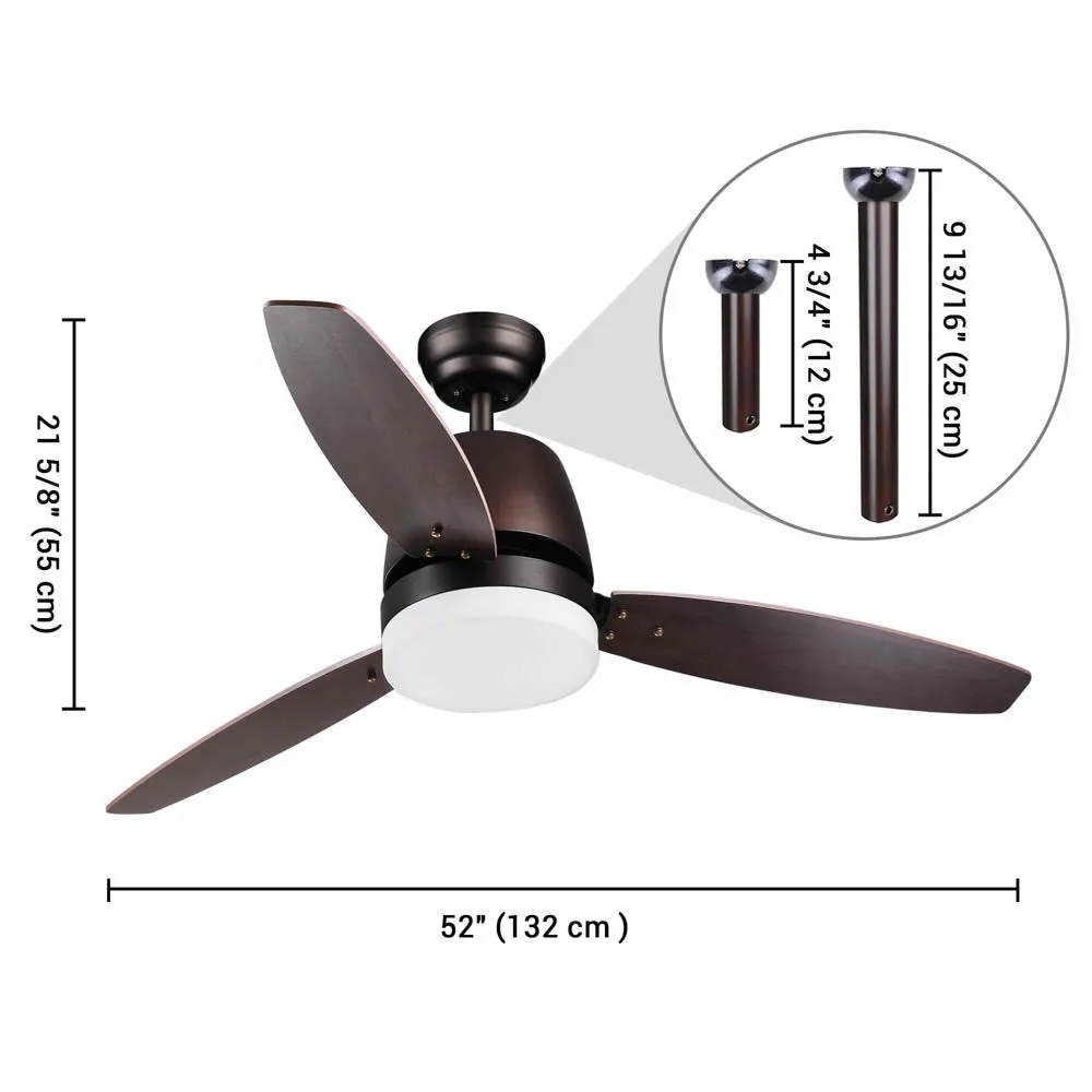 TheLAShop 52" Ceiling Fan with Lights Bronze 3 Blades Remote Control