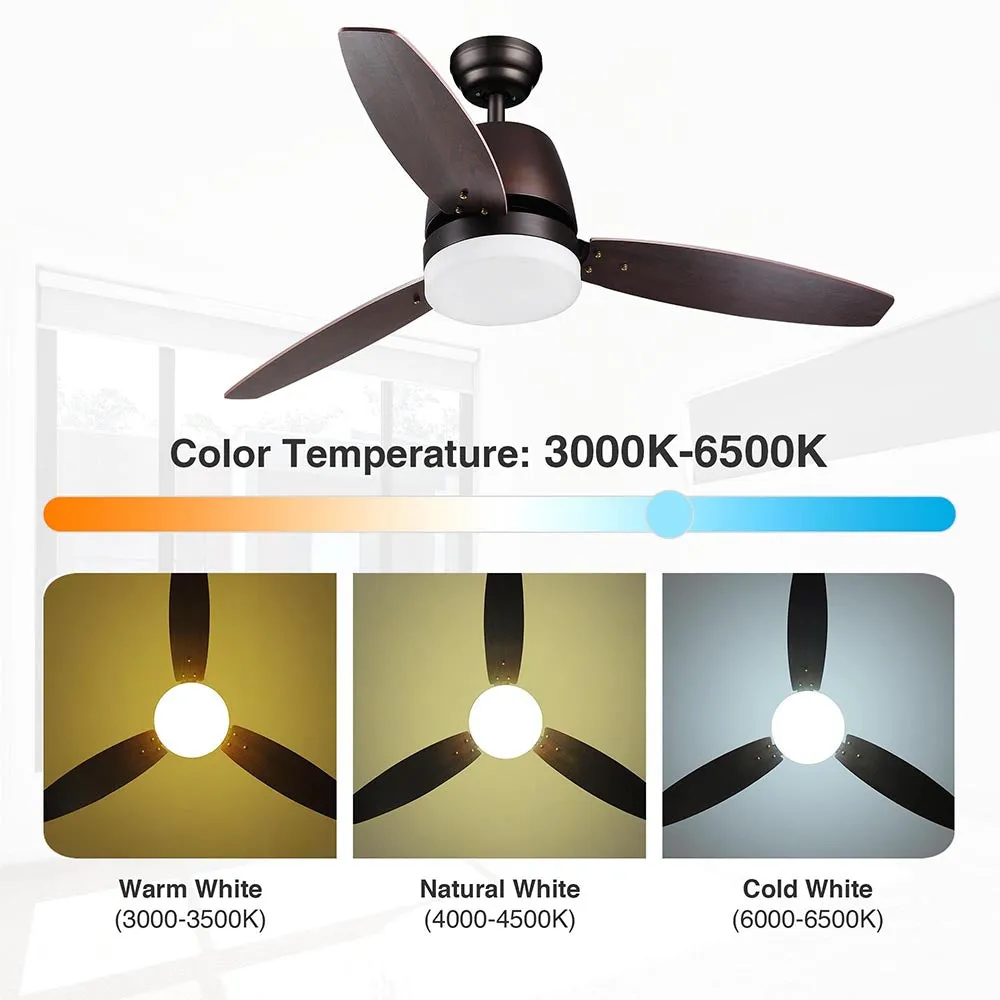 TheLAShop 52" Ceiling Fan with Lights Bronze 3 Blades Remote Control