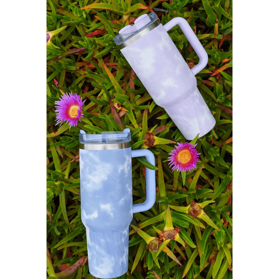 Tie Dye 40oz Water Bottles with Handle and Straw Lid | Insulated Leakproof Stainless Steel