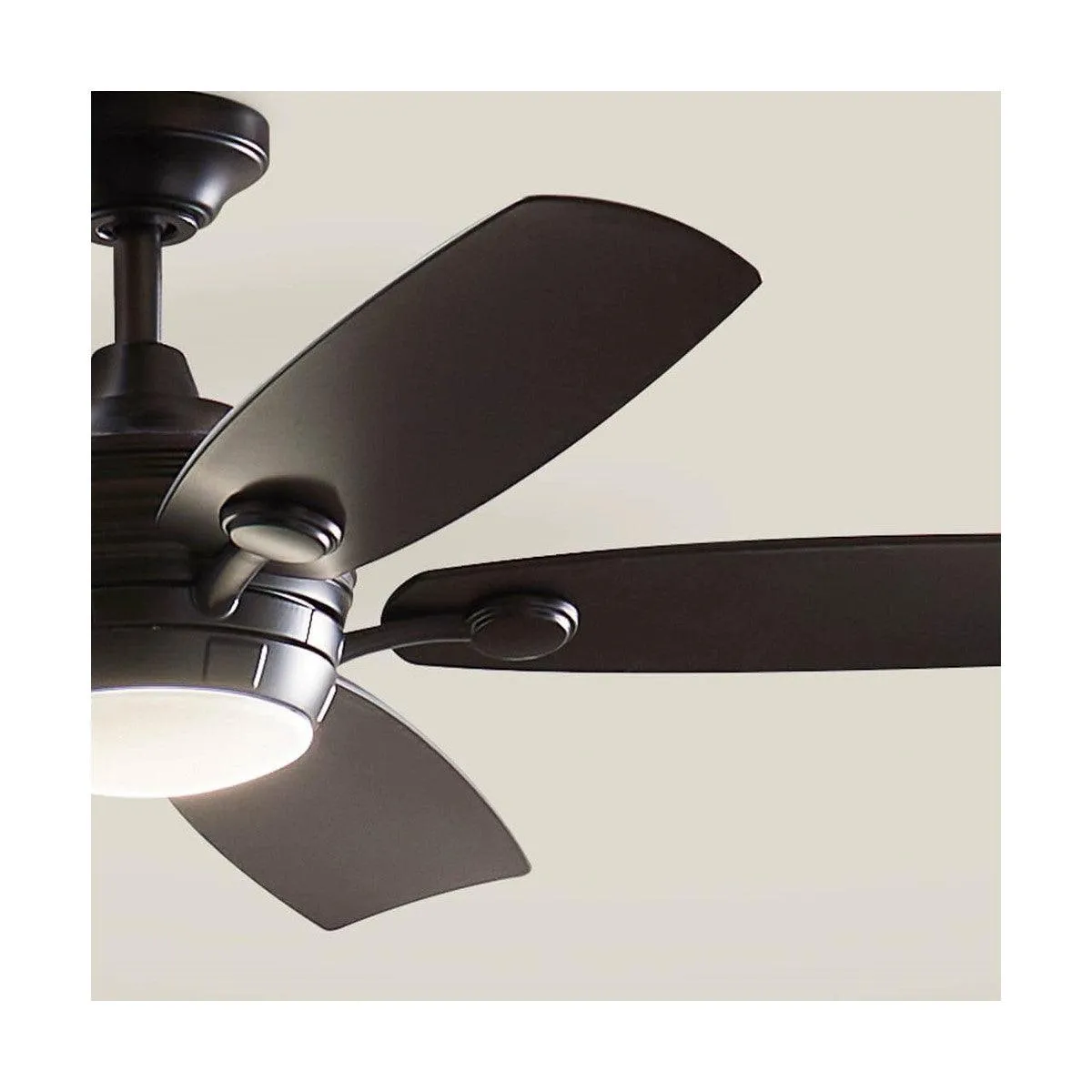 Tranquil 56 Inch Satin Black LED Damp Rated Ceiling Fan with Remote