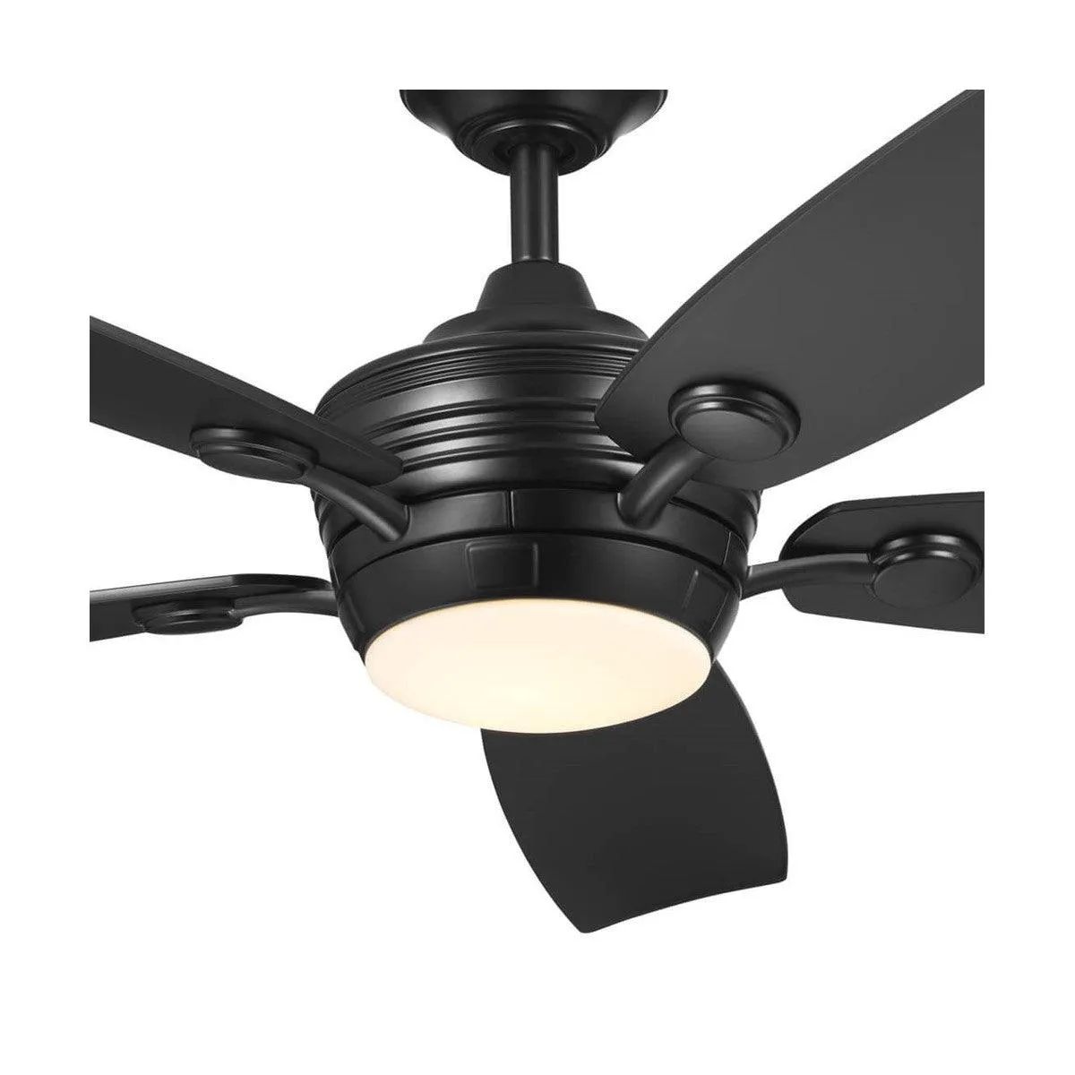 Tranquil 56 Inch Satin Black LED Damp Rated Ceiling Fan with Remote