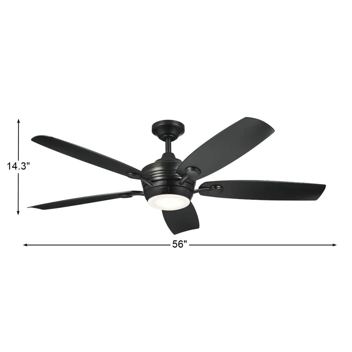 Tranquil 56 Inch Satin Black LED Damp Rated Ceiling Fan with Remote