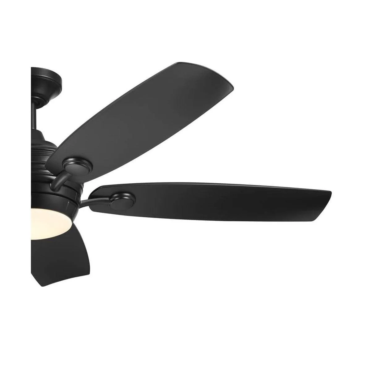 Tranquil 56 Inch Satin Black LED Damp Rated Ceiling Fan with Remote