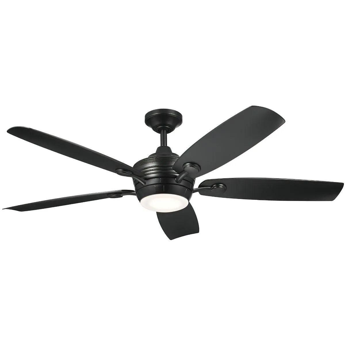 Tranquil 56 Inch Satin Black LED Damp Rated Ceiling Fan with Remote