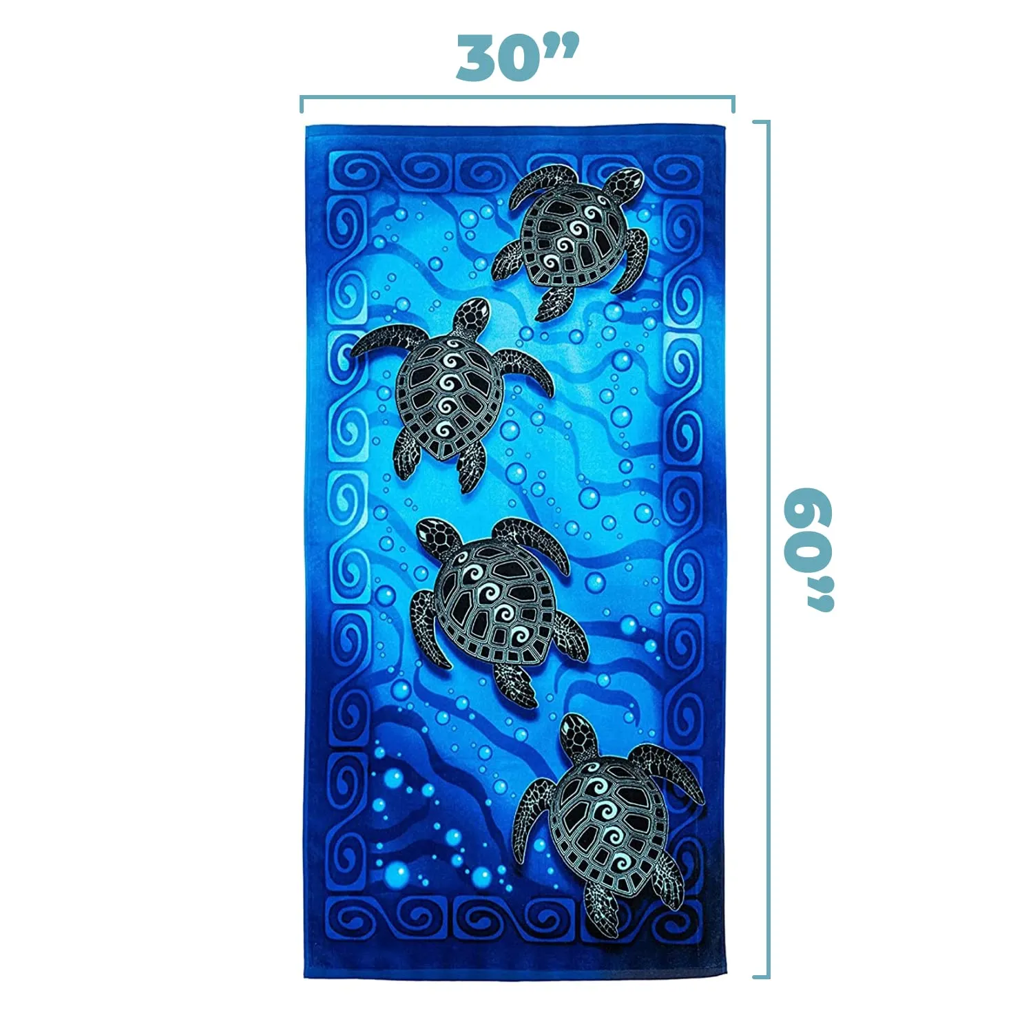 Tribal Sea Turtles Super Soft Plush Cotton Beach Bath Pool Towel