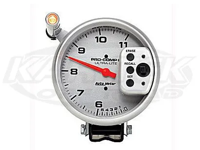 Ultra-Lite 5" Pedestal Mount Dual Range Tachometer 11,000 RPM w/ 2 Stage Shift Light & Memory