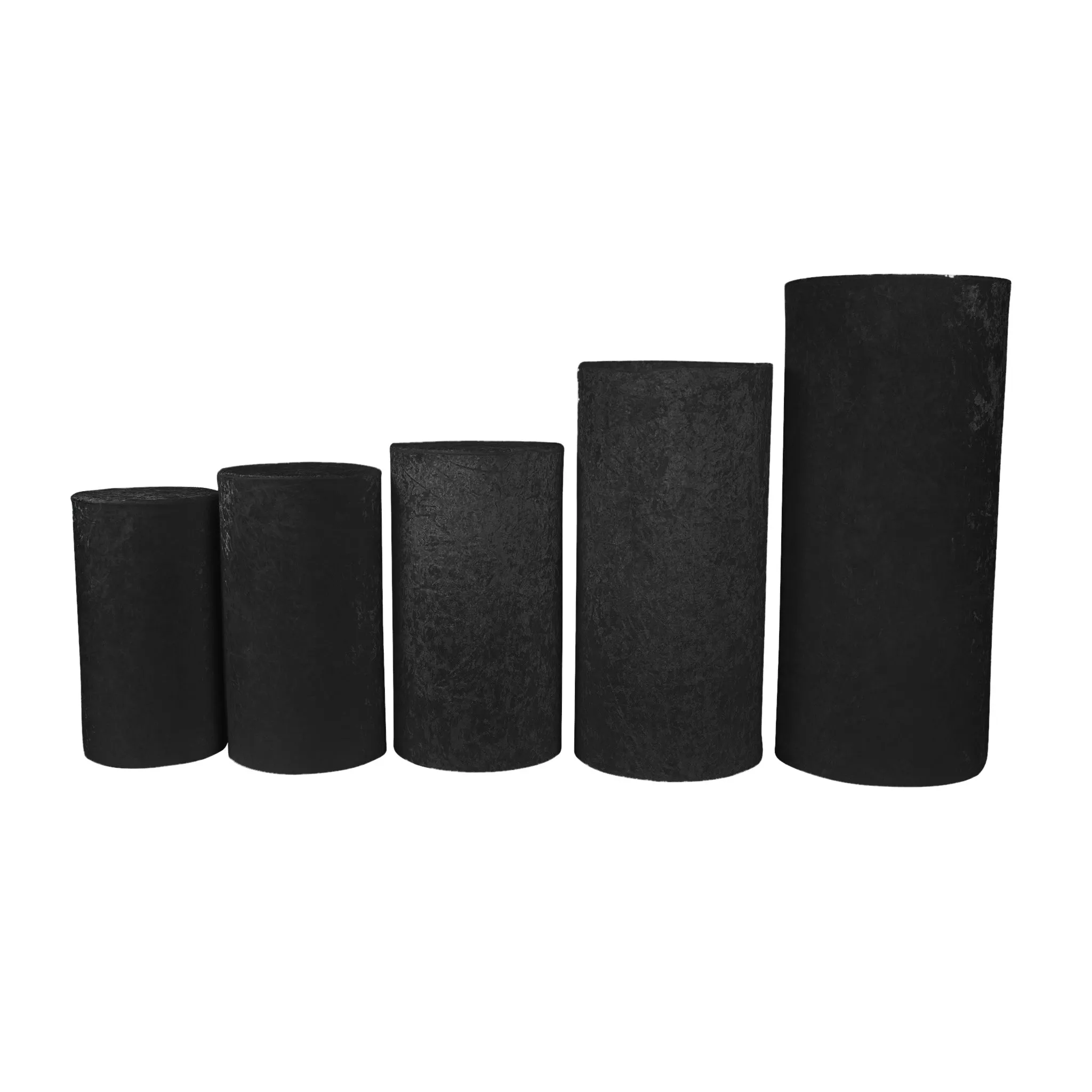 Velvet Covers for Metal Cylinder Pedestal Stands 5 pcs/set - Black