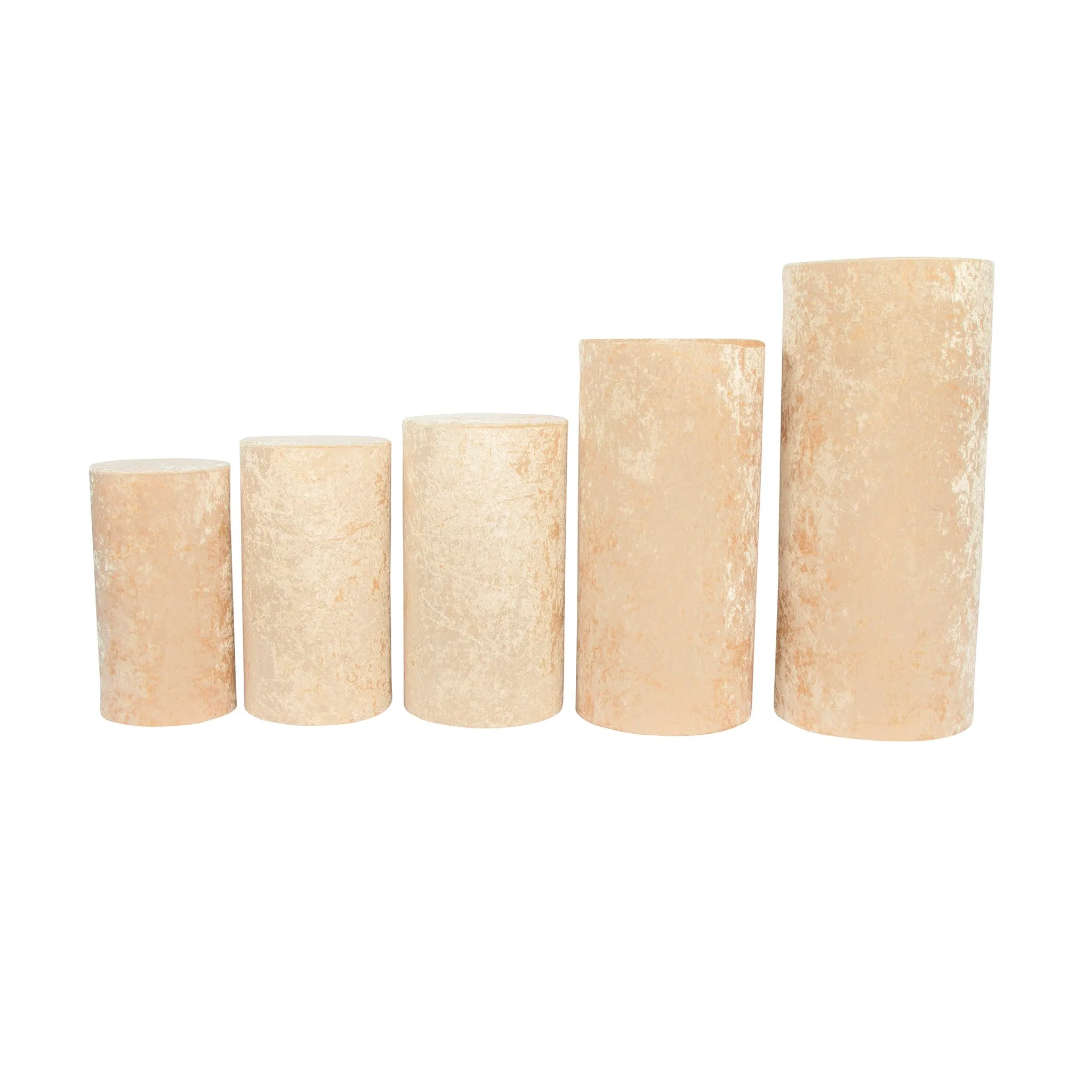 Velvet Covers for Metal Cylinder Pedestal Stands 5 pcs/set - Champagne