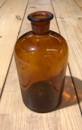 Vintage  Amber Pharmacy  Glass Bottle #3922d