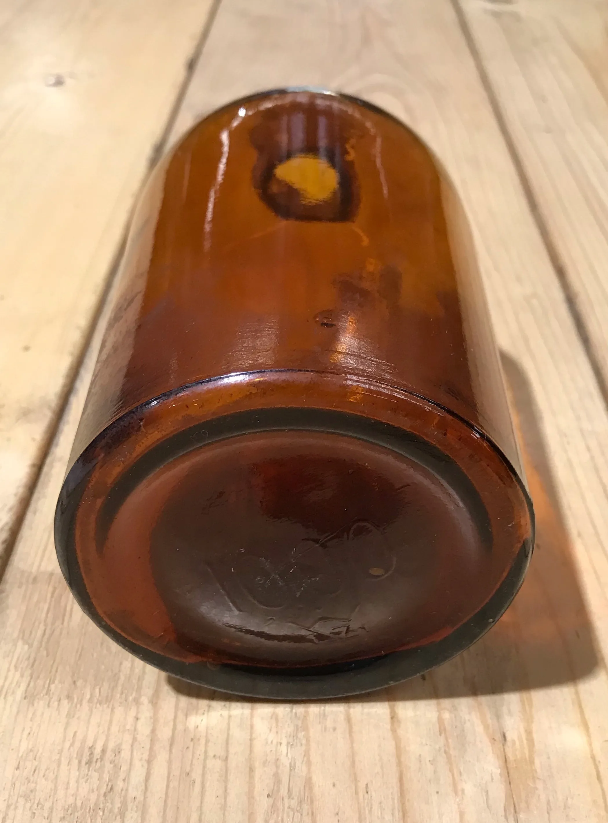 Vintage  Amber Pharmacy  Glass Bottle #3922d