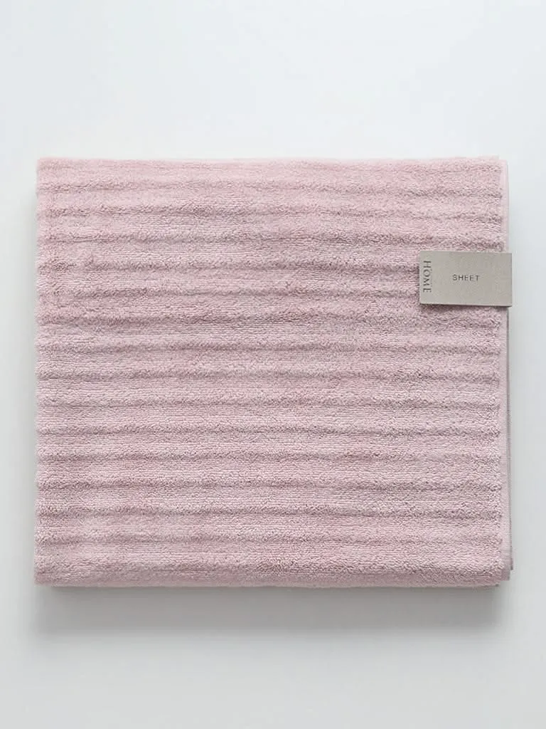 Westside Home Light Pink Self-Striped Bath Towel