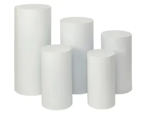 White Metal Cylinder Pedestal Set Of 5